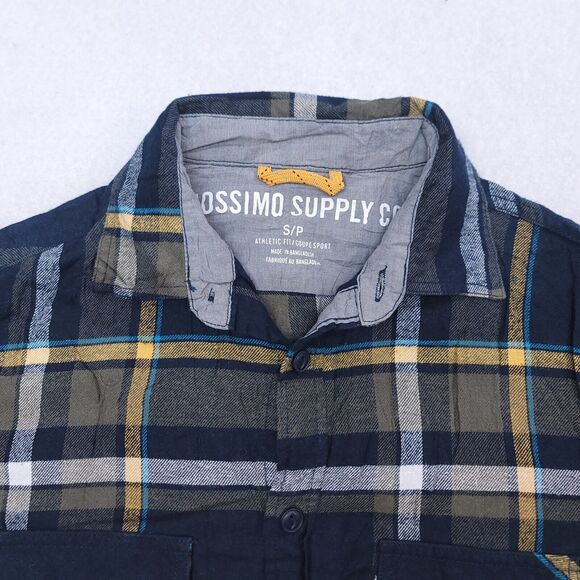 Mossimo Madras Flannel Long Sleeve Button Up Shirt Mens Size Small S Blue Yellow - Picture 1 of 10